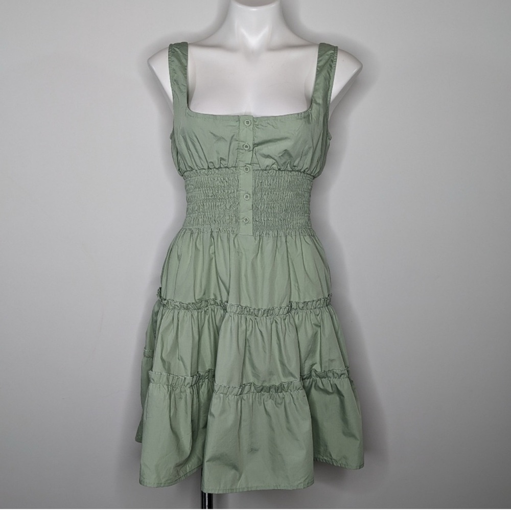 Emory Park Green Tiered Ruffled Mini Dress - Small